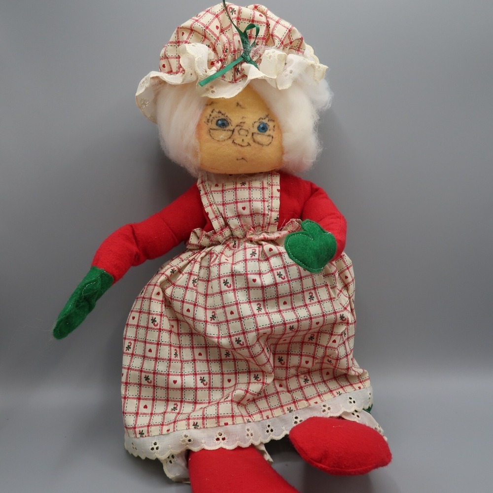 Vintage Mrs. Claus 16" Christmas Doll Posable Wire Decor Old Lady Holiday